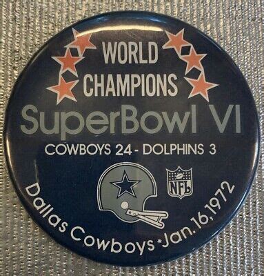 Dallas Cowboys 1972 Super Bowl Champions button vs Miami Dolphins | eBay