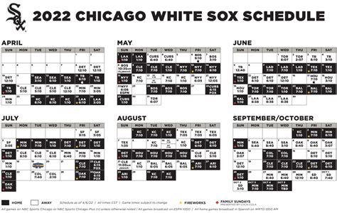 White Sox Printable Schedule | Chicago White Sox