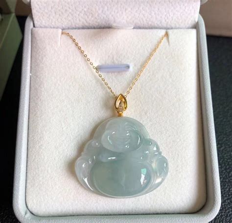 Natural Icy Blue Jadeite Pendant 18K Solid Gold & Natural Icy Blue ...