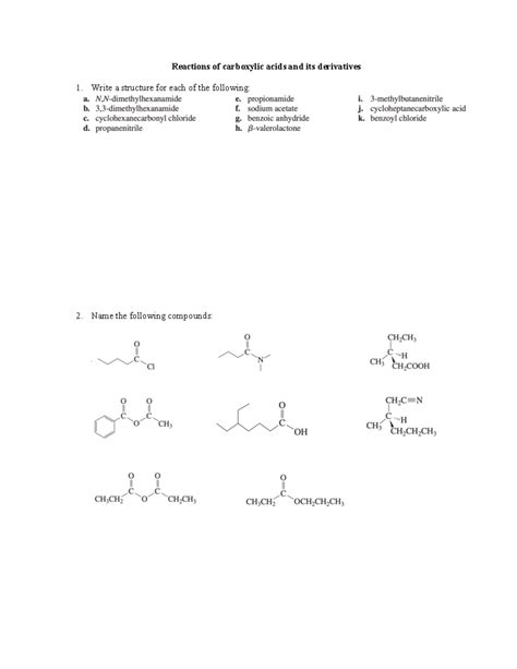 Reactions of carboxylic acids and its derivatives - sodium acetate b. excess benzylamine c ...