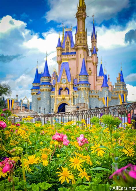 Cinderella Castle Flowers Portrait Wallpaper - AllEars.Net