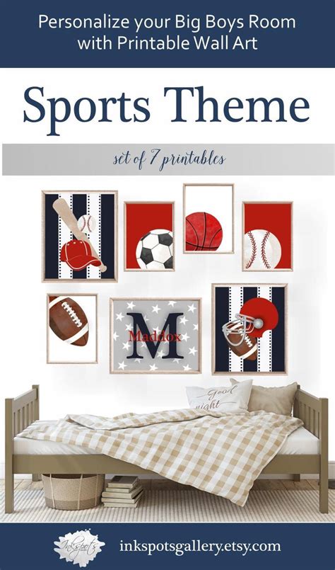 PRINTABLE Sports Wall Art Boys Room Football Baseball | Etsy | Toddler room decor, Sports themed ...