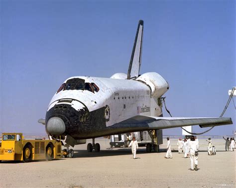 Space Shuttle Columbia after landing to complete its first orbital ...