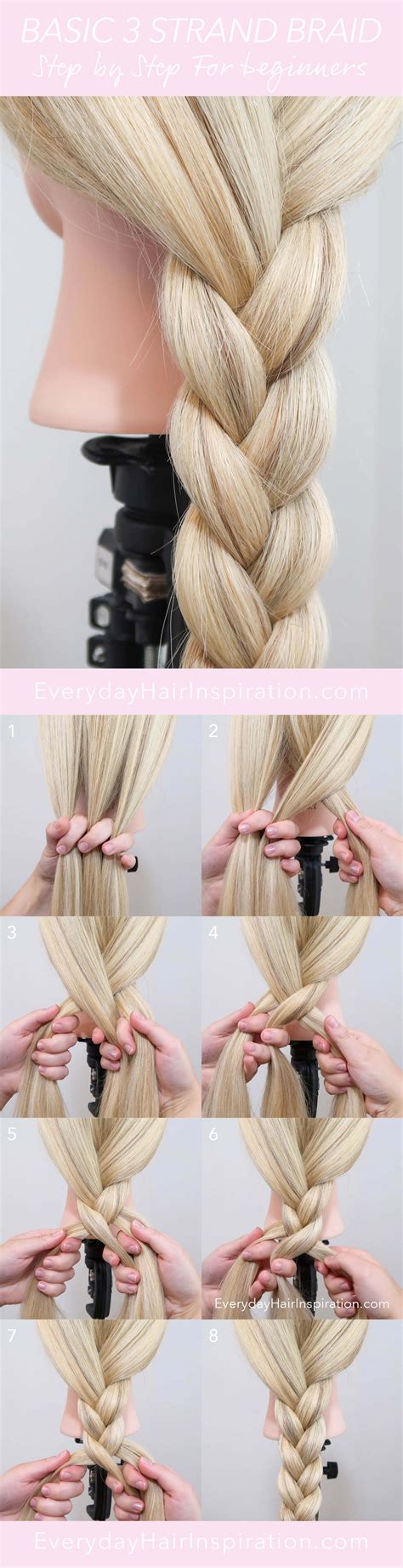 3 Strand Braid - How To Braid Hair For Complete Beginners Everyday Hair inspiration