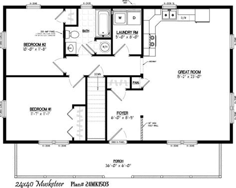 24' x 40' with 6' x 36' porch | House plan with loft, Cabin floor plans, Barndominium floor plans