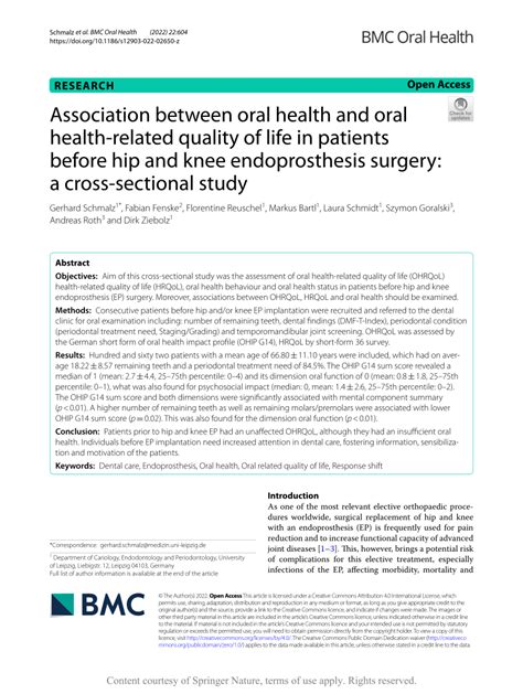 (PDF) Association between oral health and oral health-related quality of life in patients before ...