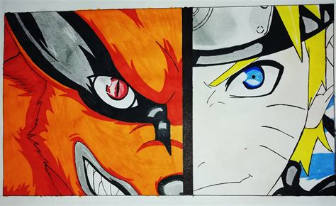 Kurama and Naruto Drawing - Drawing Skill