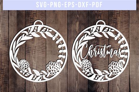 Christmas SVG Cut File, Ornament Papercut, PNG, PDF, DXF (143901) | Paper Cutting | Design Bundles