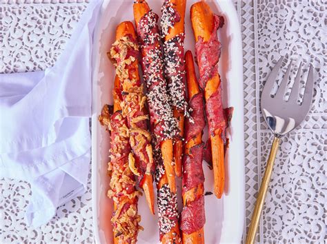 Pastrami-Wrapped Roasted Carrots | Recipes