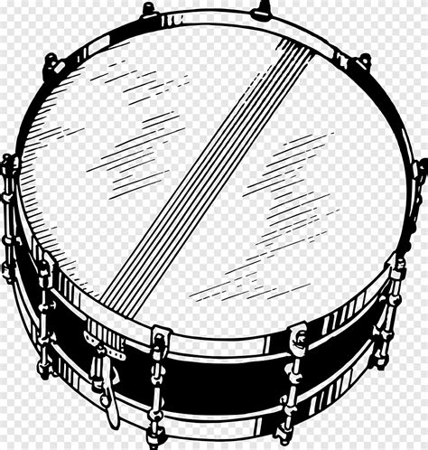 Snare Drums Drawing, Snare Drum, monokrom, bebas royalti png | PNGEgg