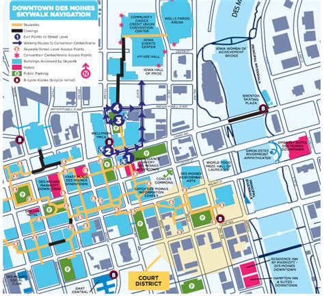 Des Moines Skywalk Map – Map Of The Usa With State Names