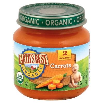 Earth's Best Organic Pureed Baby Food Carrots - 4oz : Target