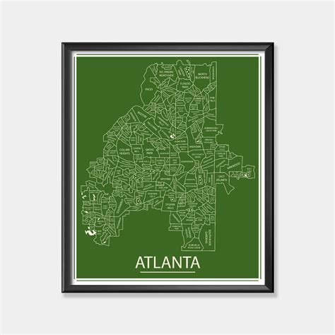 Atlanta Map Print Atlanta Neighborhoods Art Atlanta Wall | Etsy