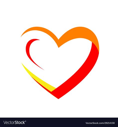 Stylish orange love heart logo design Royalty Free Vector