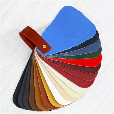 Leather color samples. stock image. Image of interior - 180376079