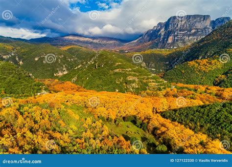 Aerial View of the the Vikos Gorge in the Autumn and Provincial Stock Photo - Image of fall ...