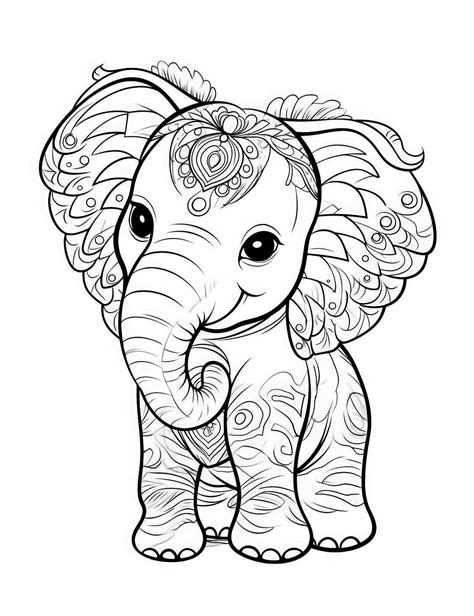 Baby Elephant Coloring Pages