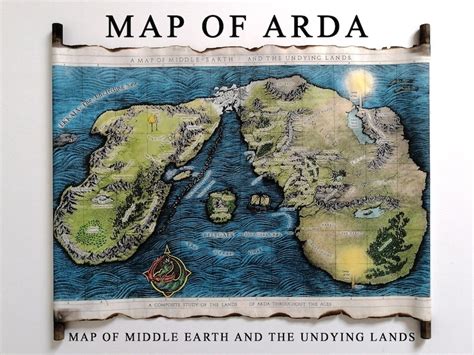 Map of Arda Map of Middle Earth and the Undying Lands Lord - Etsy Australia