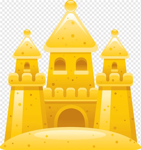 Yellow Sand art and play Castle, Yellow cartoon sand castle, cartoon ...