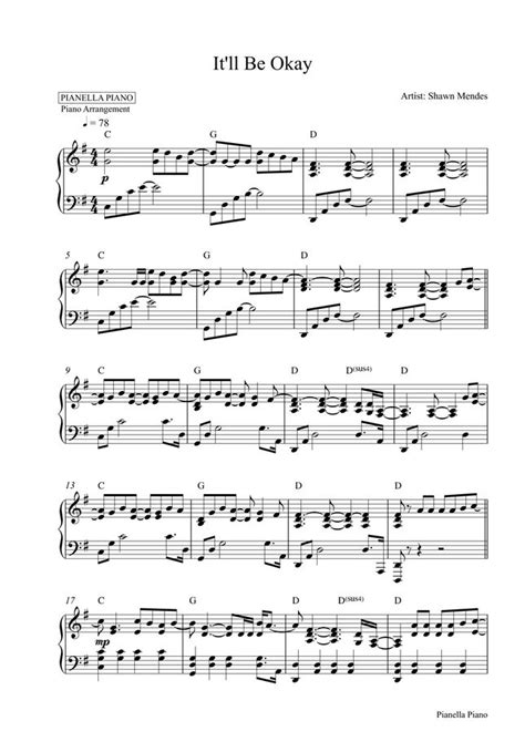 Shawn Mendes - It'll Be Okay (Piano Sheet) by Pianella Piano Sheet Music