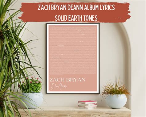 Zach Bryan Deann Album Full Album Lyrics Poster Instant - Etsy