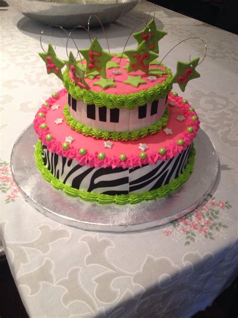 A pop-star birthday cake for my new tween niece. "Tastes like a seven year olds imagination ...