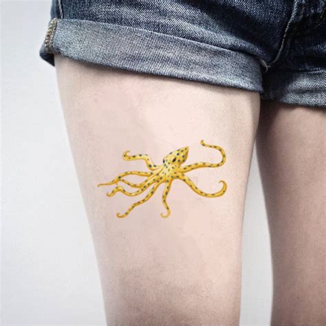 Blue Ringed Octopus Temporary Tattoo Sticker - OhMyTat