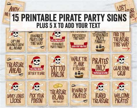 Printable Pirate Themed Party Signs Printable Pirate Party - Etsy