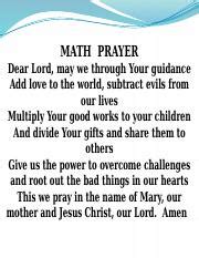 math prayer and grading system.pptx - MATH PRAYER Dear Lord may we through Your guidance Add ...