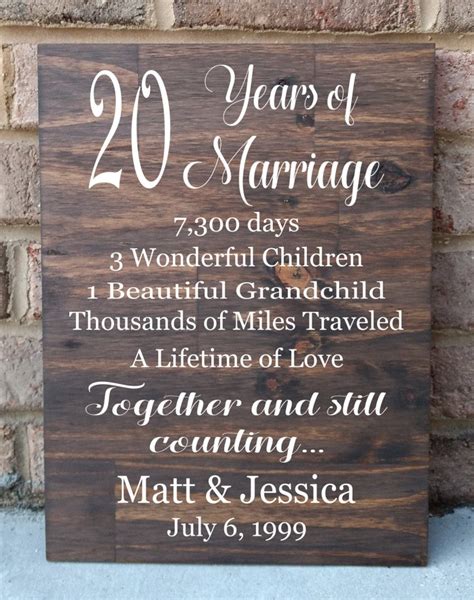 20 Years of Marriage Hand Painted Wood Sign 20th Anniversary - Etsy