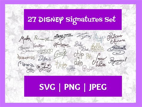 Character Princess Signature Autograph Set SVG JPG PNG - Etsy | Photo editing software, Svg ...