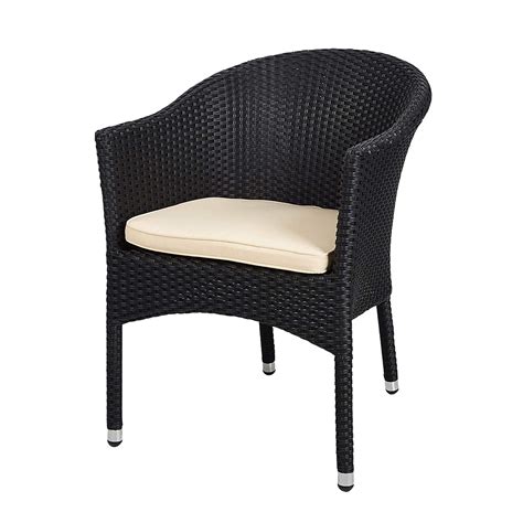 Karmas Product Outdoor Dining Chair - PE Wicker - with Cushion - White and Black - Walmart.com