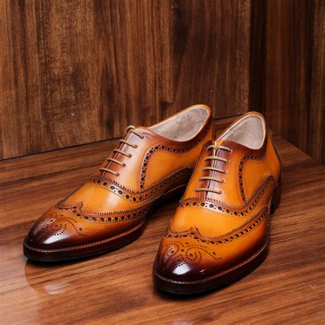 Wingtip Brogue Oxford- Tan | Italian Dress Shoes | Lethato