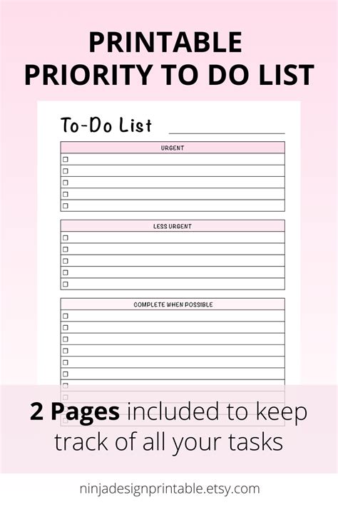 Printable Priority to Do List With Checkboxes - Etsy Canada | Monthly ...