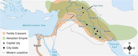 The map shows the Akkadian Empire. Which statement about the Akkadian ...