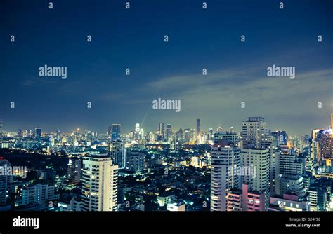 Bangkok skyline at night panorama Stock Photo - Alamy