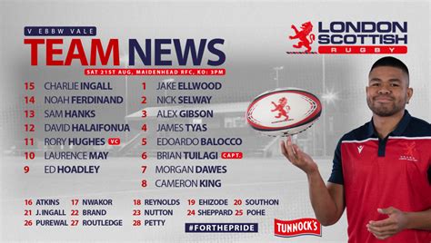 Team News: Ebbw Vale - London Scottish Rugby