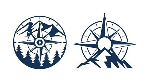 Mountain compass logo design template. Compass silhouette logo clipart. Adventure logo 22979099 ...