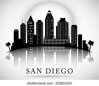 San Diego Skyline City Silhouette Stock Vector (Royalty Free) 255814255 ...