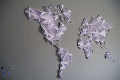 Kit Papercraft, World Map 3D White S/M/L Size, Wall Decoration, Made in France, Creating ...