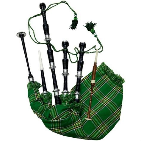 Irish Tartan Scottish Bagpipe Black Finish