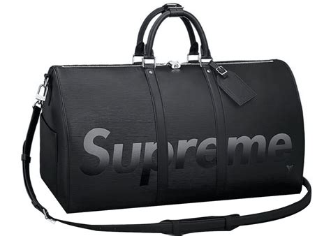 Louis Vuitton x Supreme Keepall Bandouliere Epi 55 Black