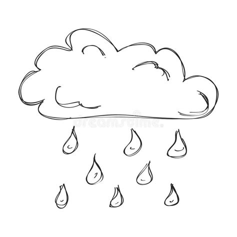 Simple Doodle of a Cloud with Rain Stock Vector - Illustration of ...