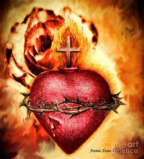 Sacred Heart Of Jesus Christ With Rose Painting by AZ Creative Visions ...