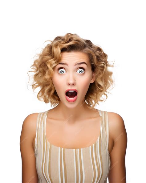 Premium AI Image | Portrait of shock screaming young woman standing isolated on white background ...