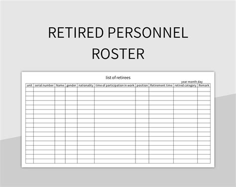 Retired Personnel Roster Excel Template And Google Sheets File For Free ...