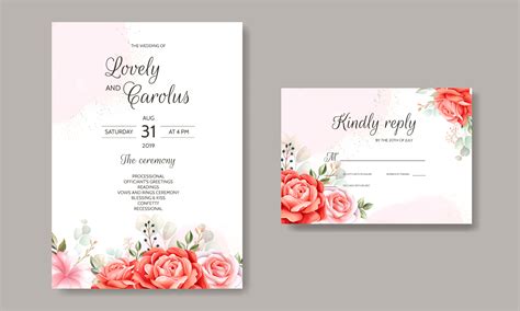 Romantic Rose Wedding Card Set Graphic by dinomikael01 · Creative Fabrica