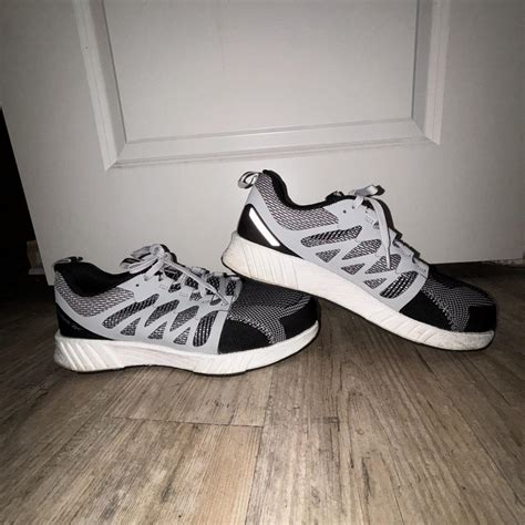 Grey and Black Reebok Steel-toed Men’s Shoes - Depop