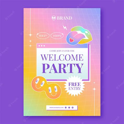 Premium Vector | Gradient welcome party poster template