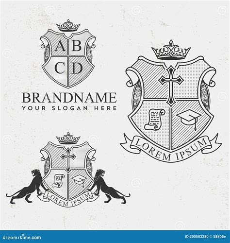 Royal Crest Logo Luxury Royal King Line Art Vintage Logo Template Stock Vector - Illustration of ...